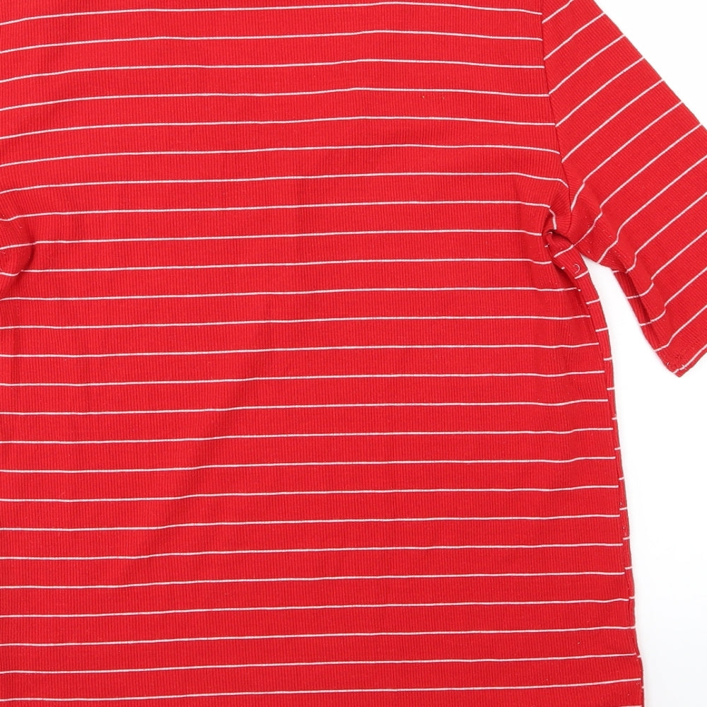 Clockhouse Womens Red Striped Jersey Basic T-Shirt