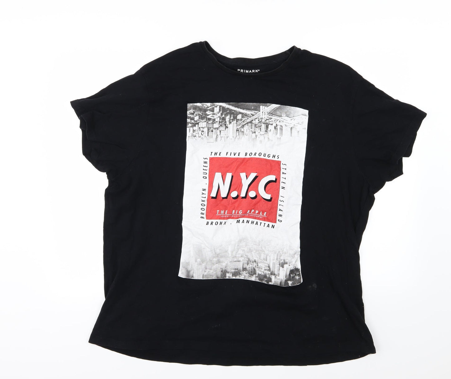 Primark Mens Black  Jersey  T-Shirt Size 2XL  - NYC