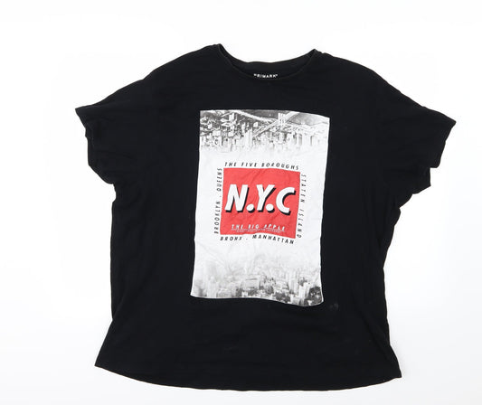 Primark Mens Black  Jersey  T-Shirt Size 2XL  - NYC