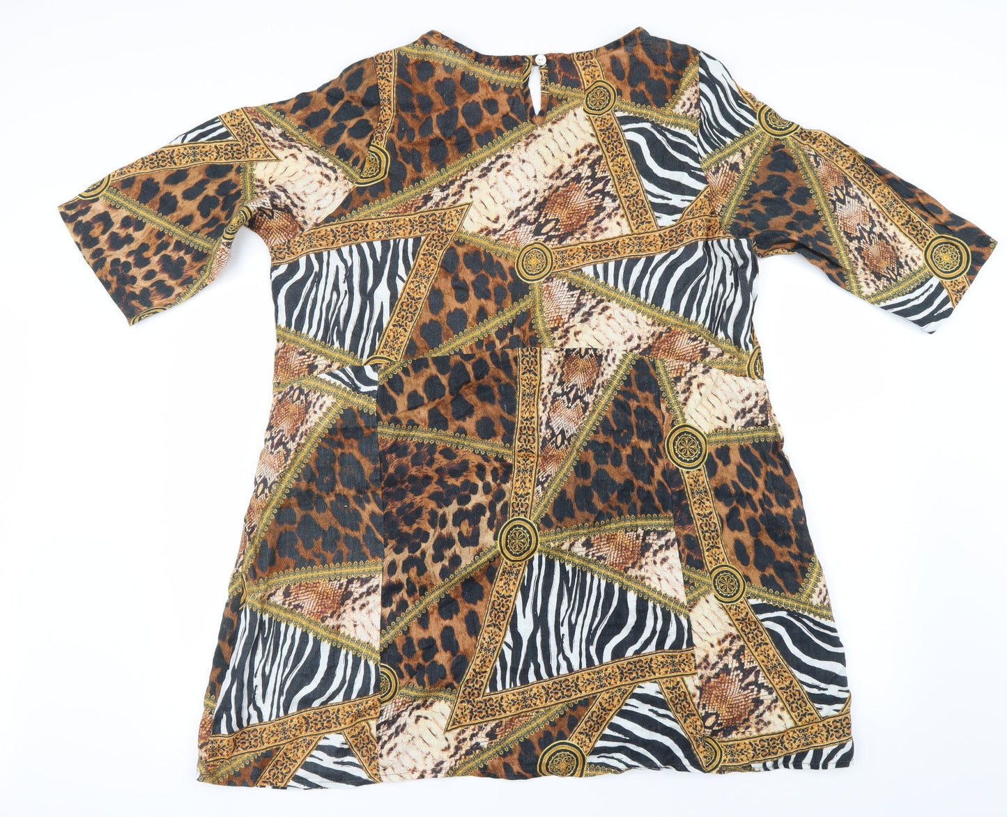 anna melan Womens Beige Animal Print  Basic Blouse Size 2XL