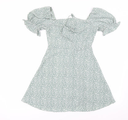 Shein   Womens Green Animal Print  Basic Blouse Size XS