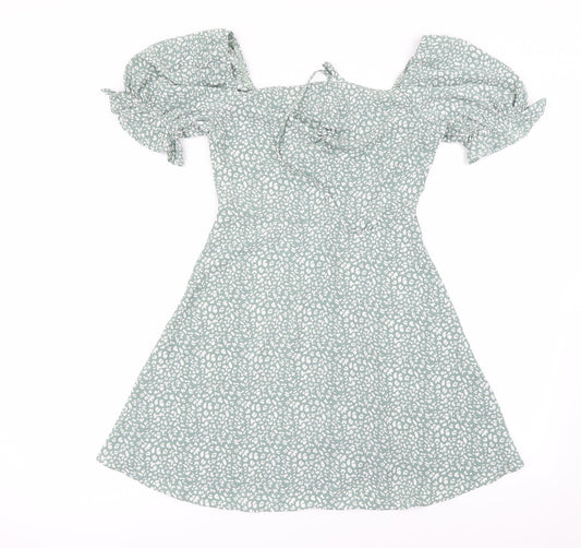 Shein   Womens Green Animal Print  Basic Blouse Size XS