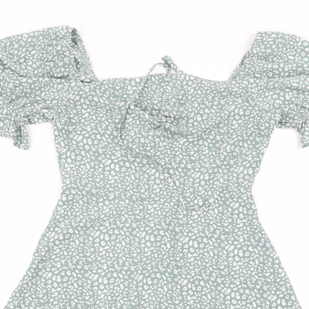 Shein   Womens Green Animal Print  Basic Blouse Size XS