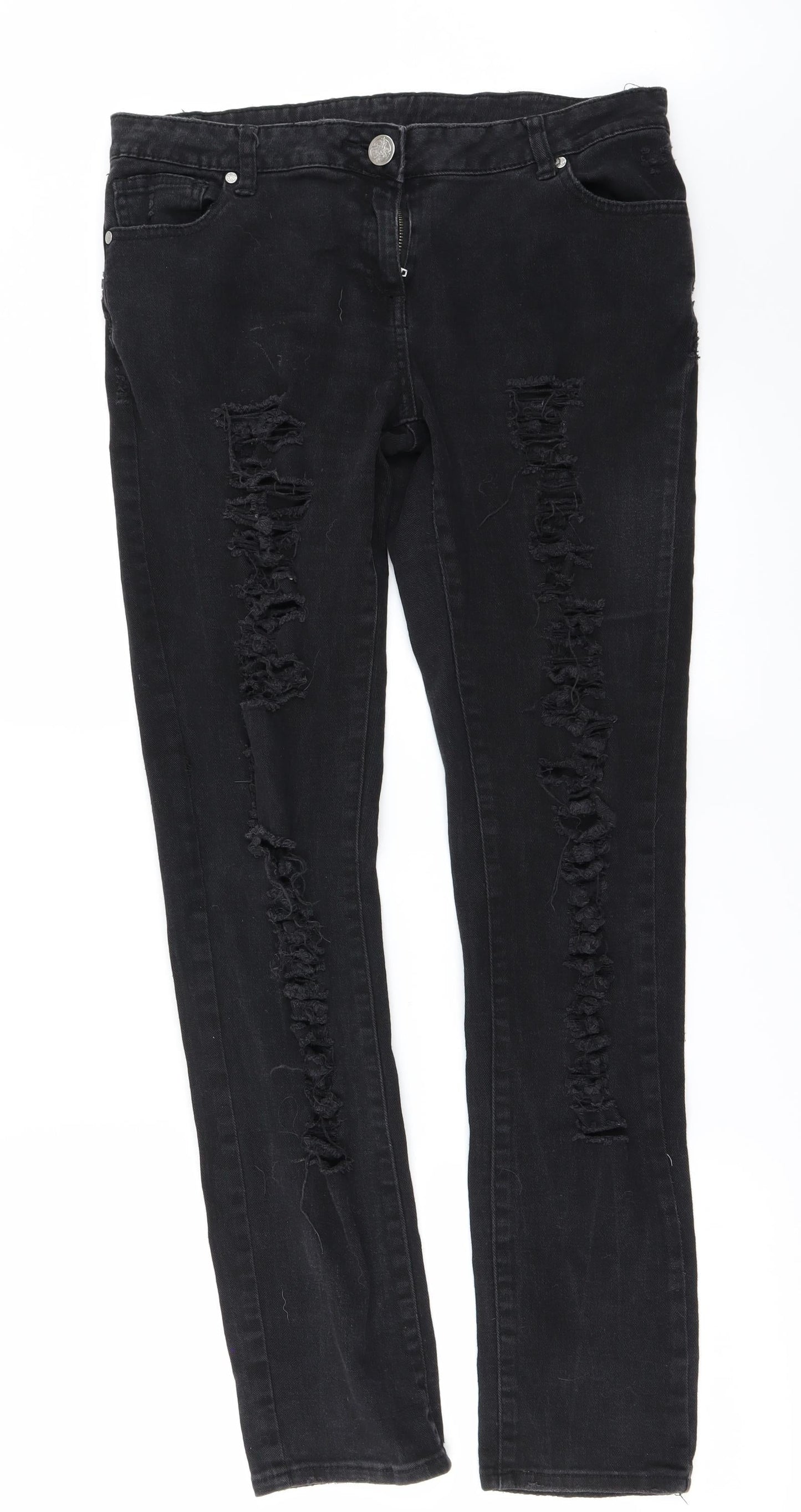 Womens UK Size 34 in Preworn Regular Fit Straight Black Jeans
