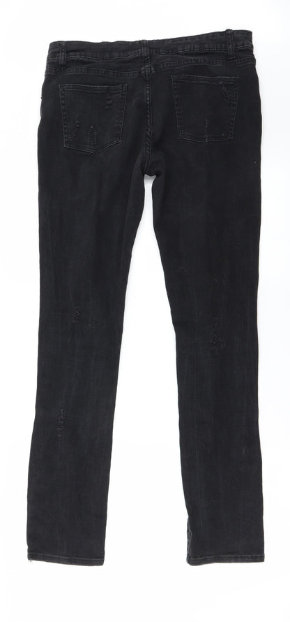 Womens UK Size 34 in Preworn Regular Fit Straight Black Jeans