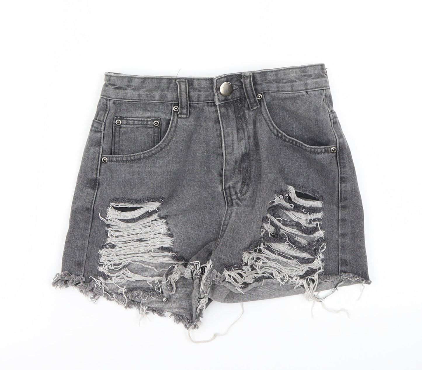 PRETTYLITTLETHING Womens Grey   Cut-Off Shorts Size 6