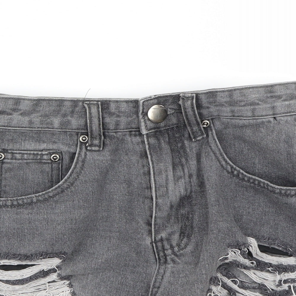 PRETTYLITTLETHING Womens Grey   Cut-Off Shorts Size 6