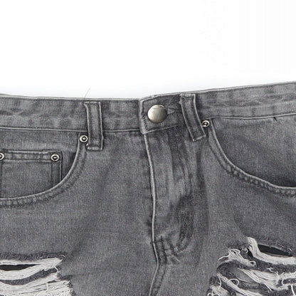PRETTYLITTLETHING Womens Grey   Cut-Off Shorts Size 6