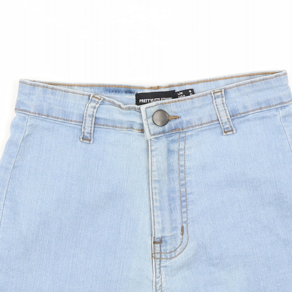 PRETTYLITTLETHING Womens Blue   Cut-Off Shorts Size 4