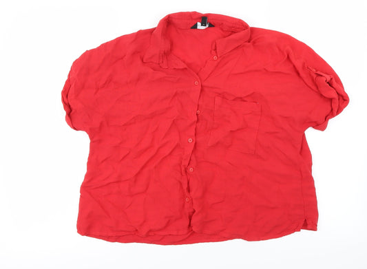 Womens UK Size 16 New Look Red Basic Button-Up