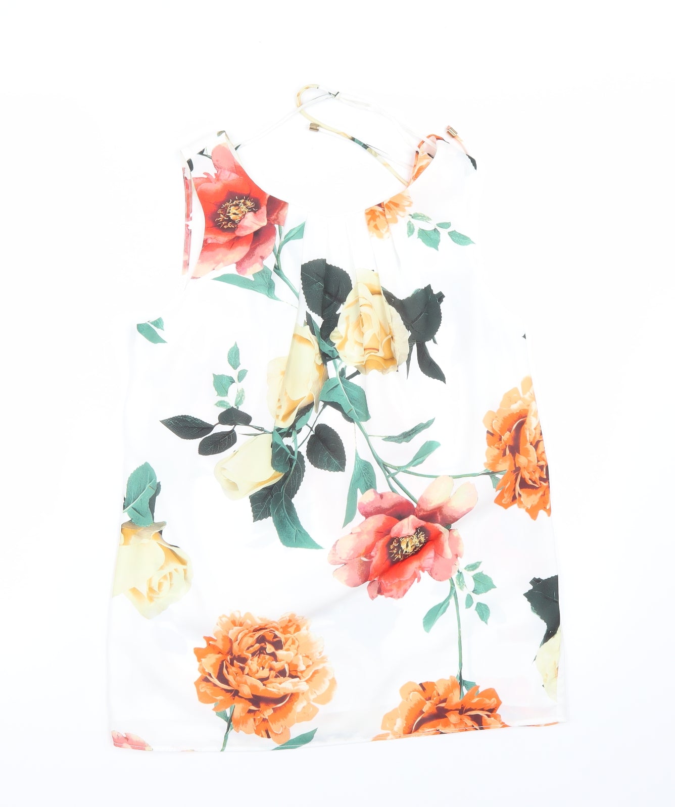 F&F Womens White Floral  Basic T-Shirt Size 6