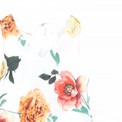 F&F Womens White Floral  Basic T-Shirt Size 6