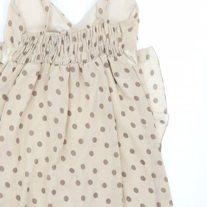 Club l  Womens Beige Polka Dot  A-Line  Size 10
