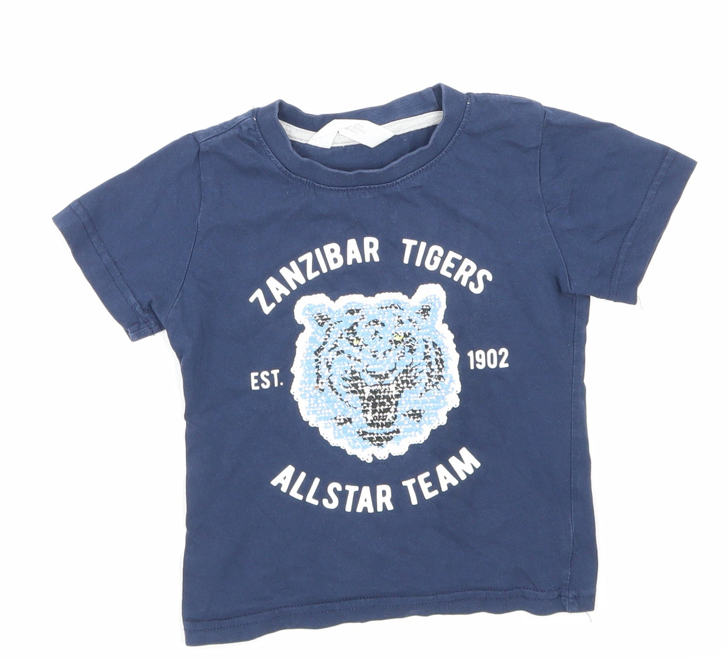 H&M Boys Blue Animal Print  Basic T-Shirt Size 2-3 Years
