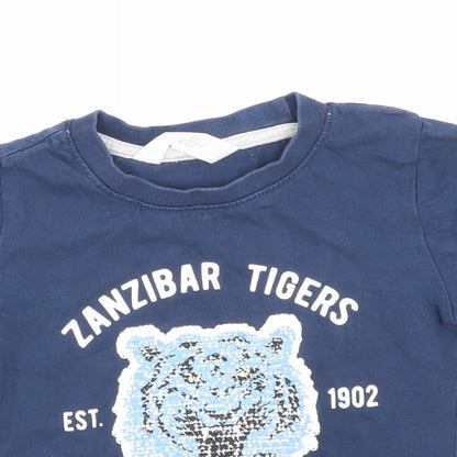 H&M Boys Blue Animal Print  Basic T-Shirt Size 2-3 Years
