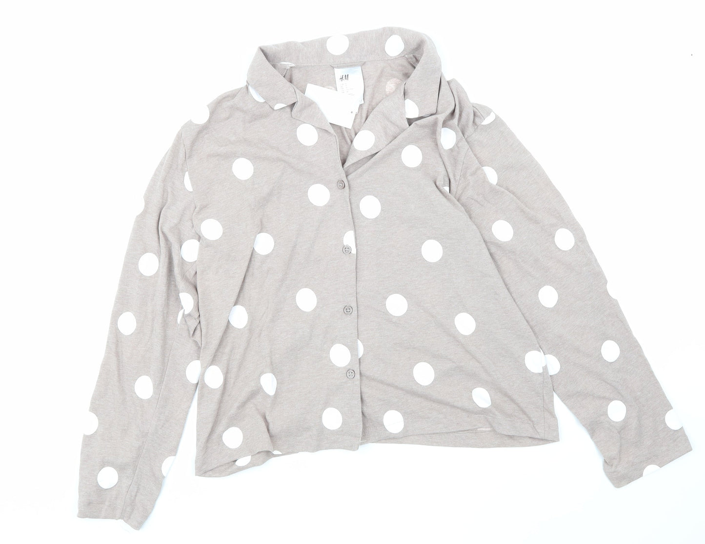 Womens UK Size M H&M Beige Basic Button-Up