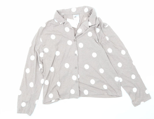 Womens UK Size M H&M Beige Basic Button-Up