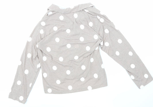 Womens UK Size M H&M Beige Basic Button-Up