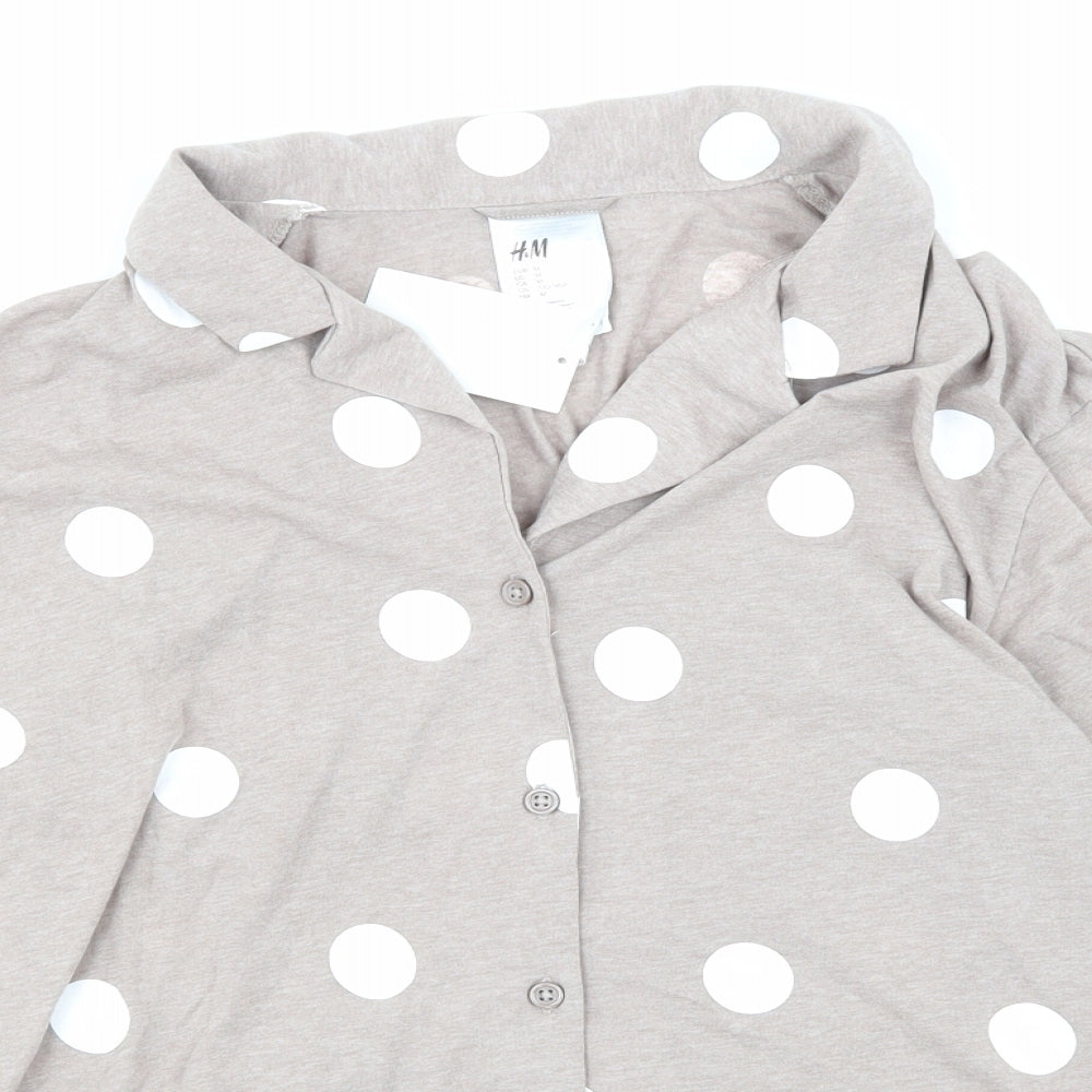 Womens UK Size M H&M Beige Basic Button-Up