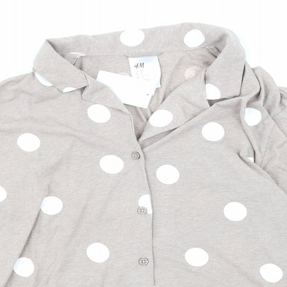 Womens UK Size M H&M Beige Basic Button-Up