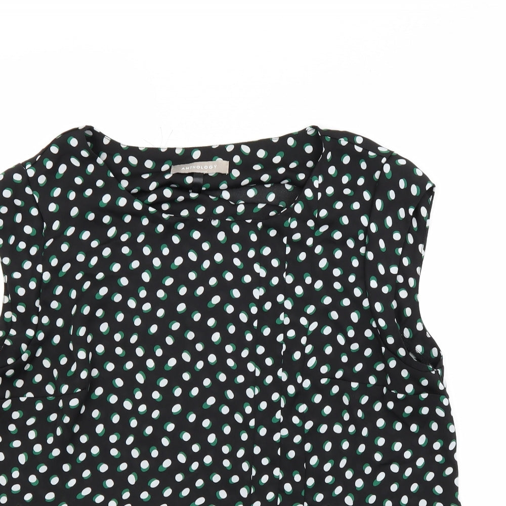 Anthology Womens Black Polka Dot  Basic Blouse Size L