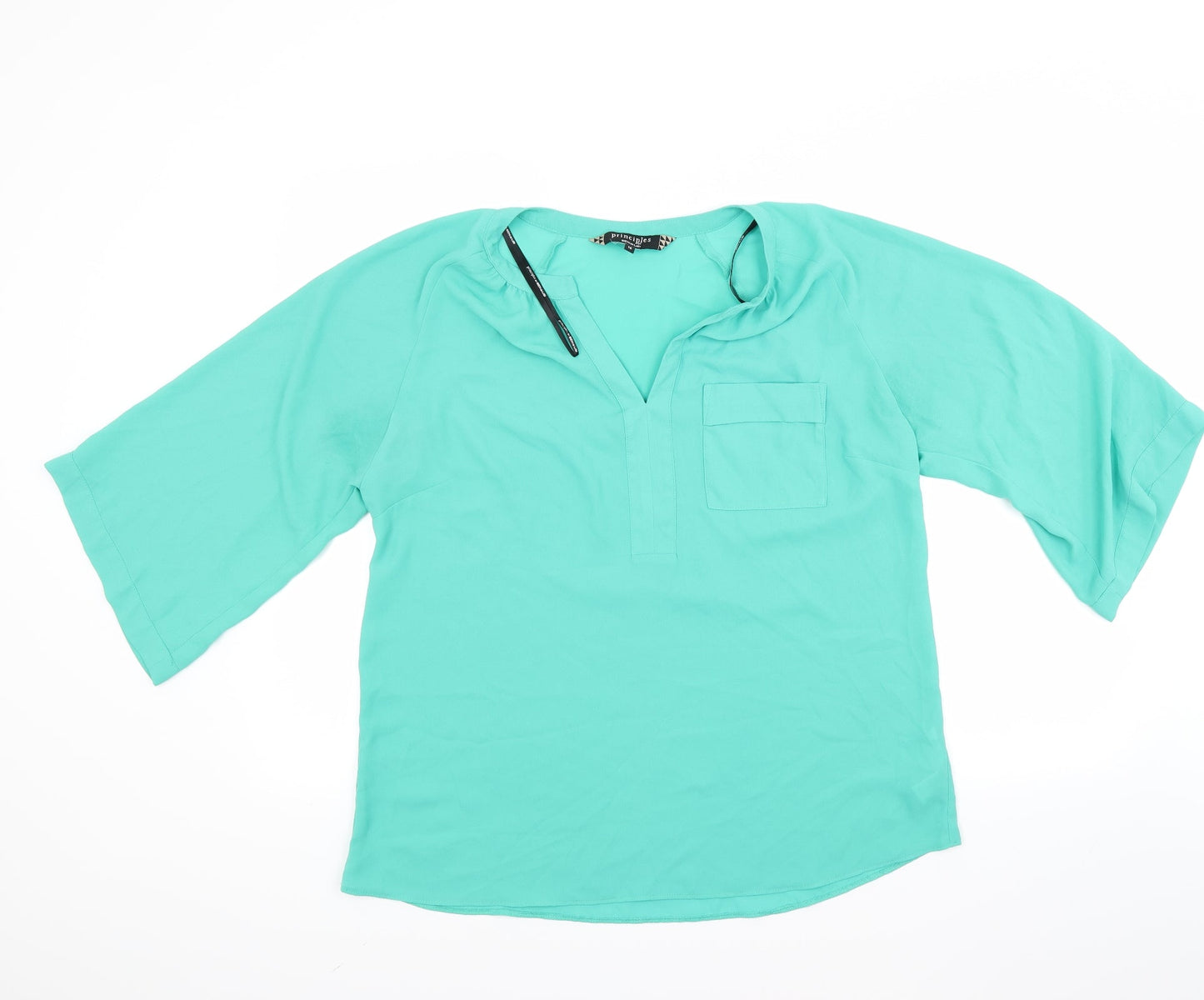 Womens UK Size 14 Principles Green Basic Blouse