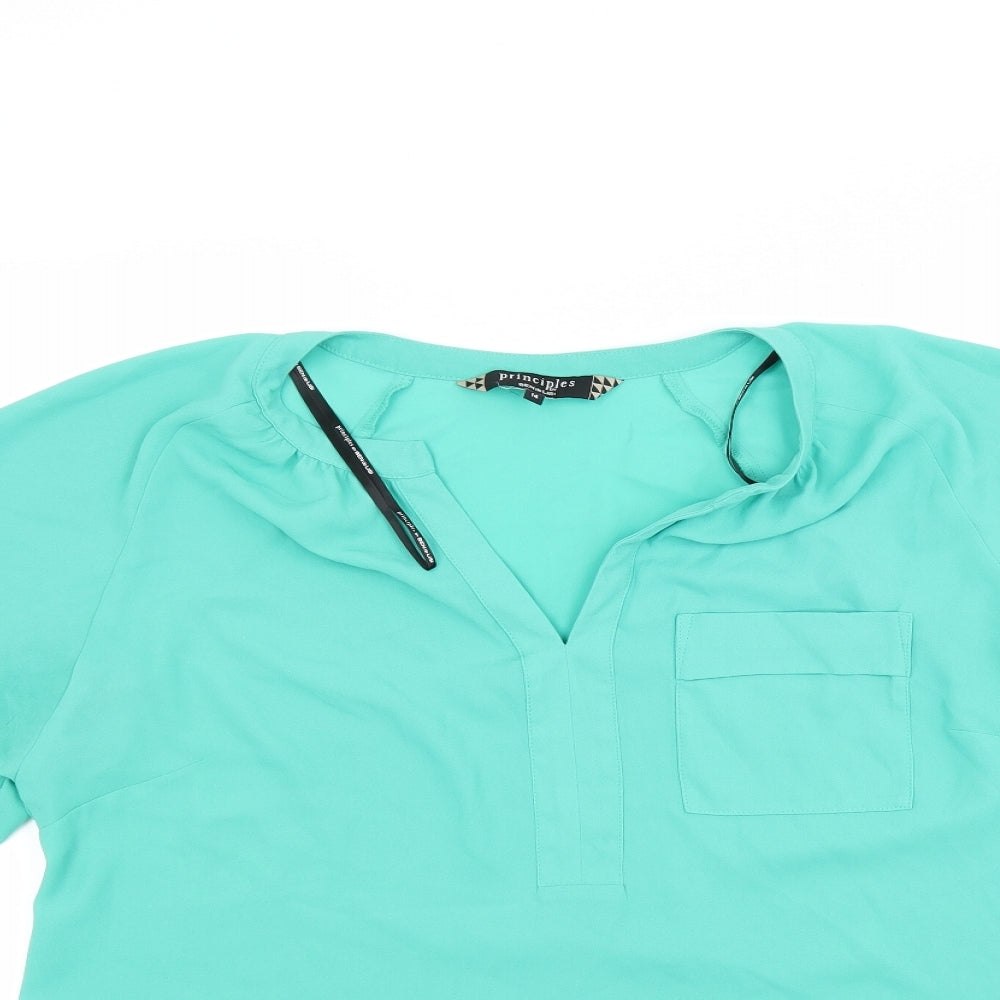 Womens UK Size 14 Principles Green Basic Blouse