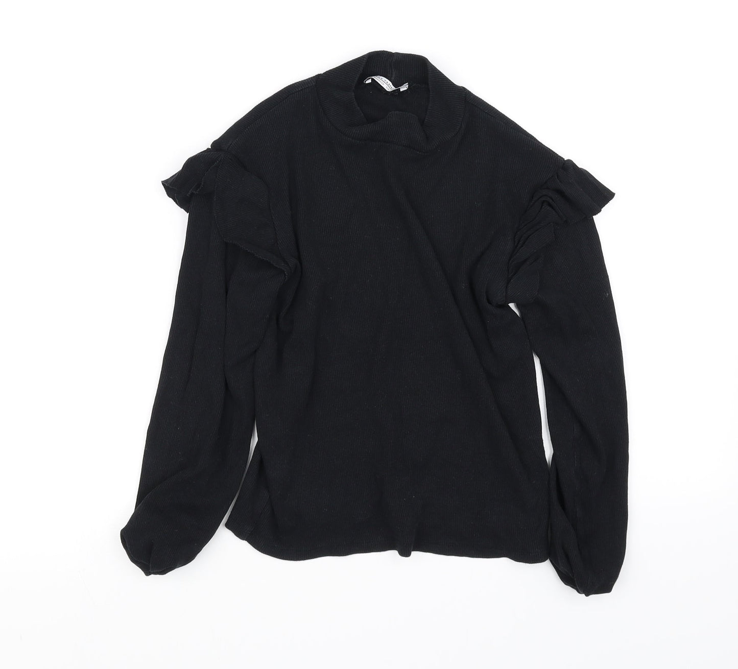 Womens UK Size S Zara Black Basic T-Shirt
