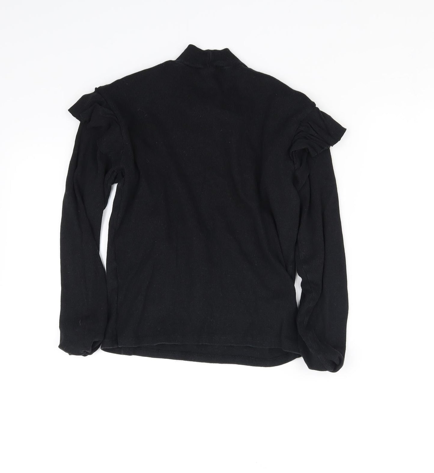 Womens UK Size S Zara Black Basic T-Shirt