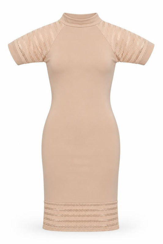 Front view of miss guidefd women’s beige fit & flare, size S