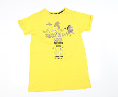 Womens UK Size XS pre worn Yellow Basic T-Shirt