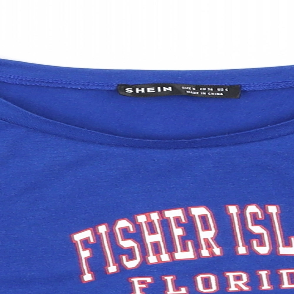 Womens UK Size S Zara Blue Basic T-Shirt