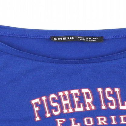 Womens UK Size S Zara Blue Basic T-Shirt
