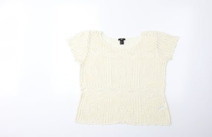 H&M Womens White   Pullover Jumper Size L