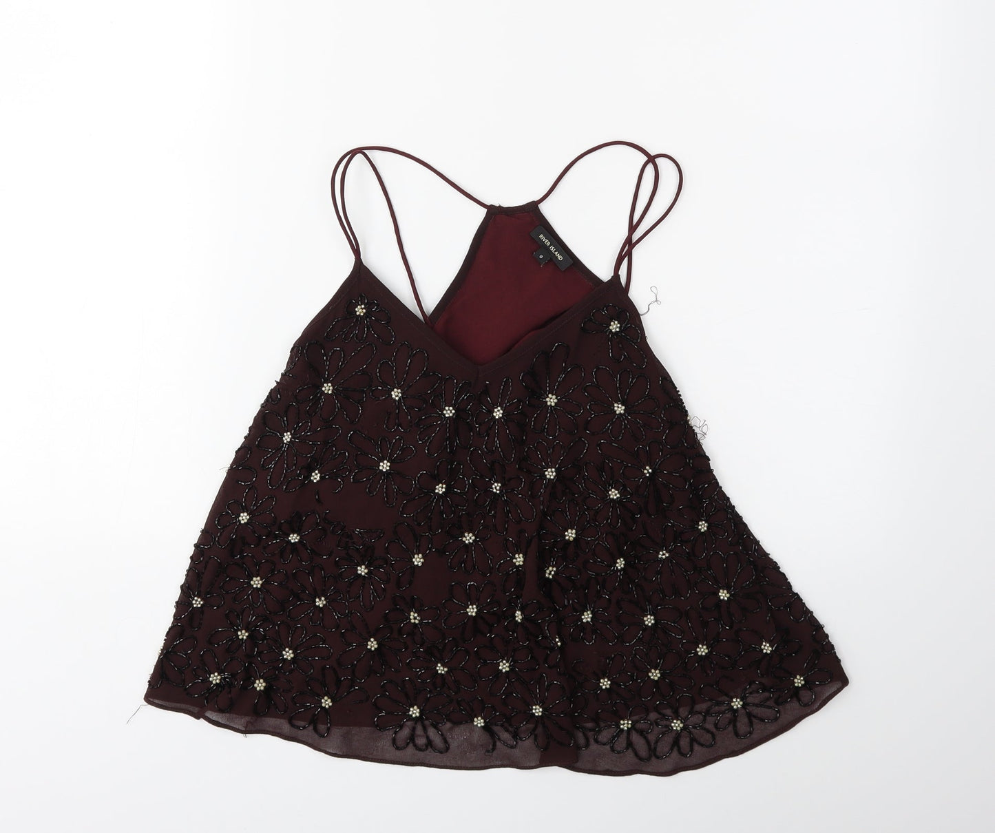 Womens UK Size 8 River Island Red Basic Tank