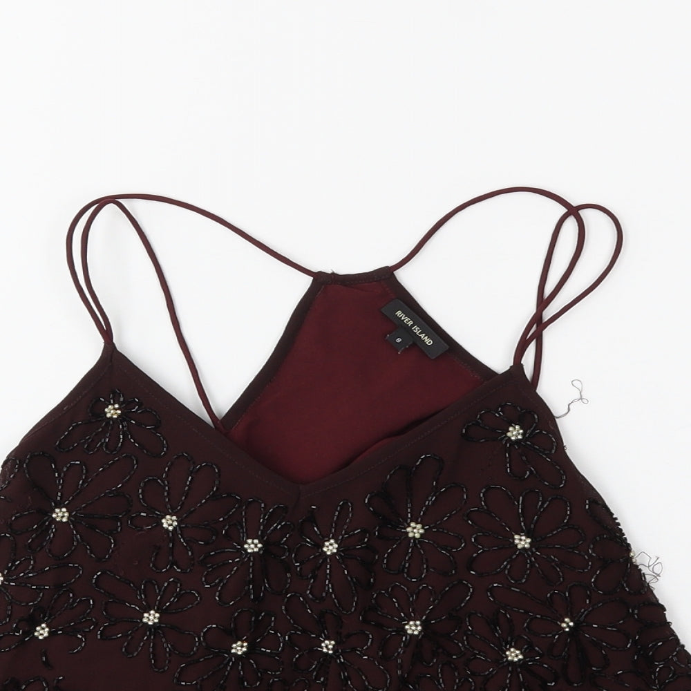 Womens UK Size 8 River Island Red Basic Tank