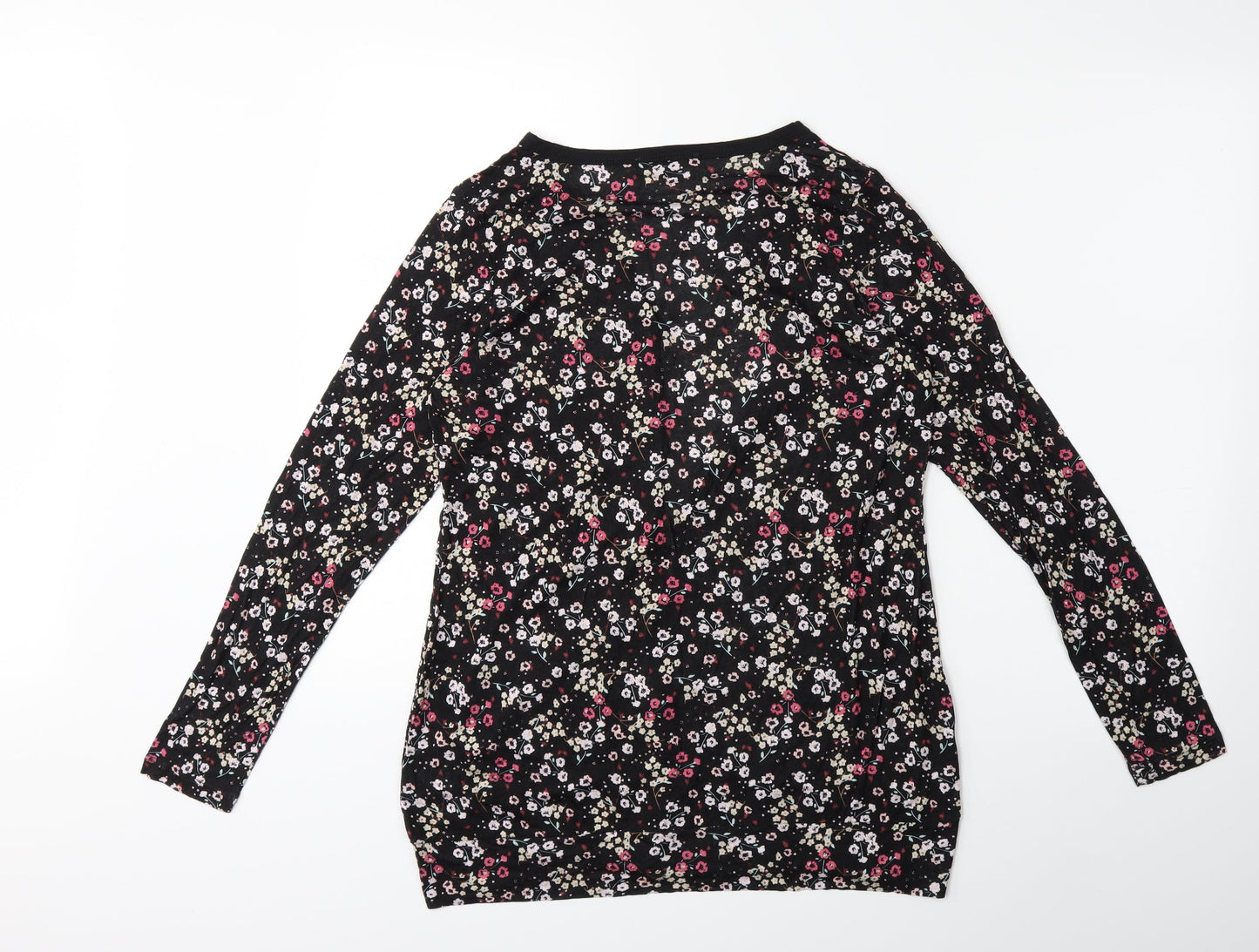 STUDIO BASICS Womens Black Floral  Cardigan Jumper Size 8