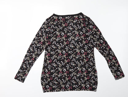 STUDIO BASICS Womens Black Floral  Cardigan Jumper Size 8
