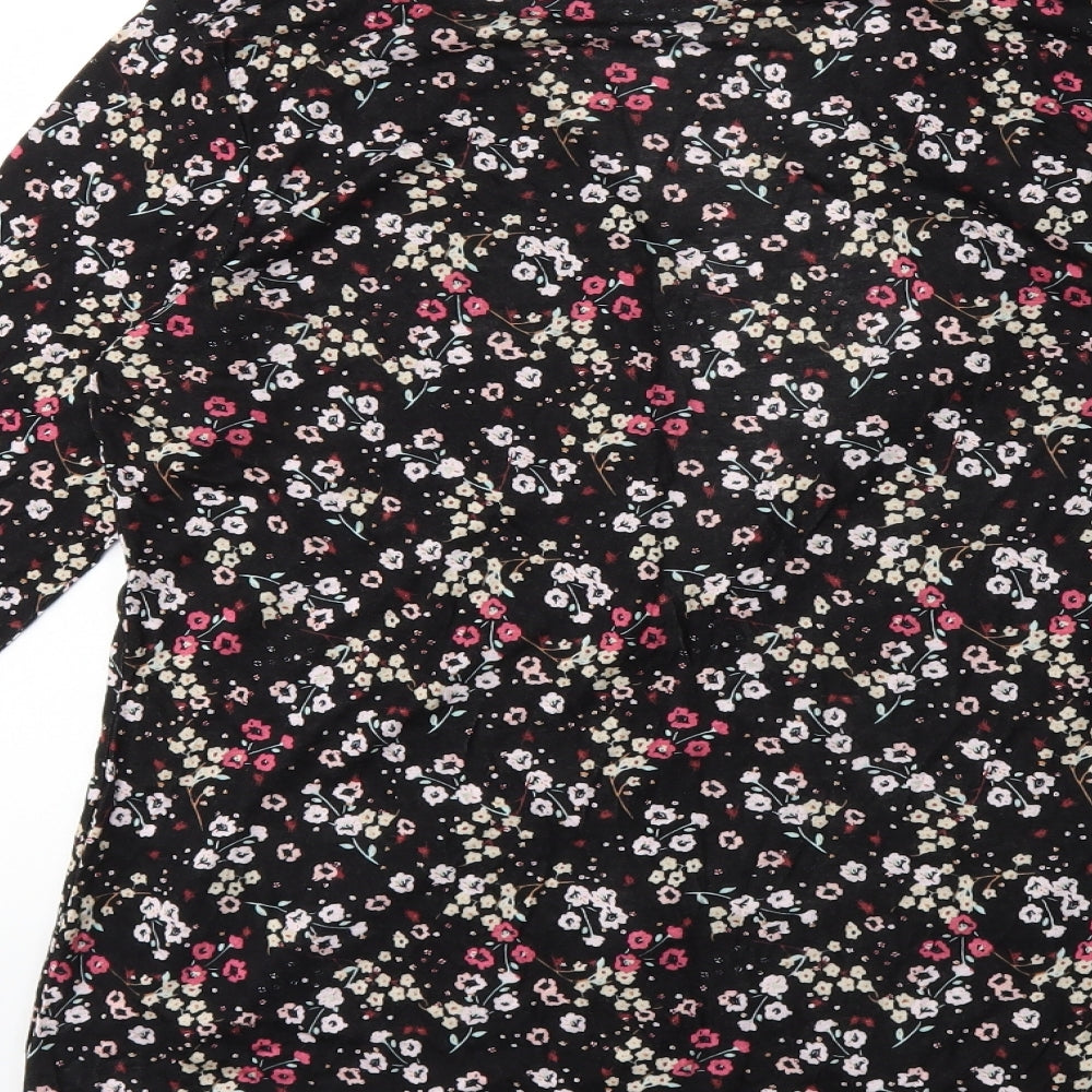 STUDIO BASICS Womens Black Floral  Cardigan Jumper Size 8