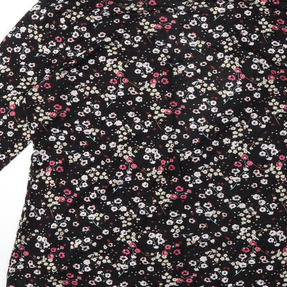 STUDIO BASICS Womens Black Floral  Cardigan Jumper Size 8