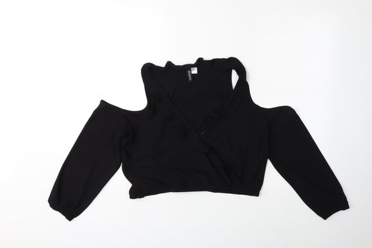 Womens UK Size L H&M Black Basic Blouse