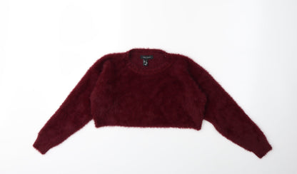 New Look Womens Red  Knit Pullover Jumper Size S