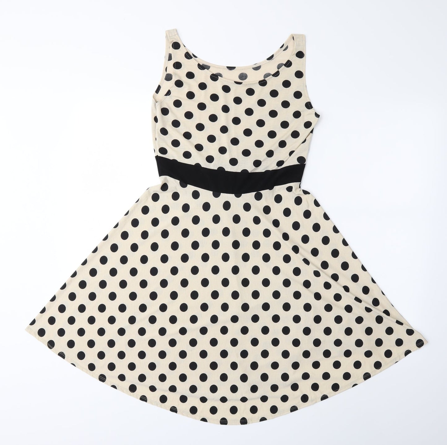Preworn Womens Beige Polka Dot  Fit & Flare  Size M