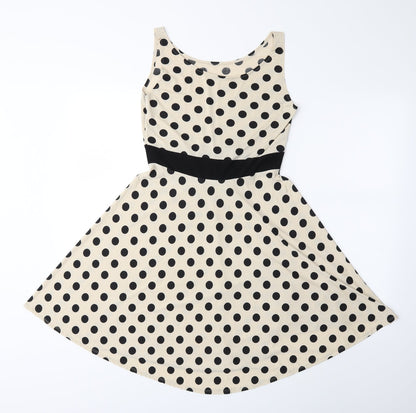 Preworn Womens Beige Polka Dot  Fit & Flare  Size M