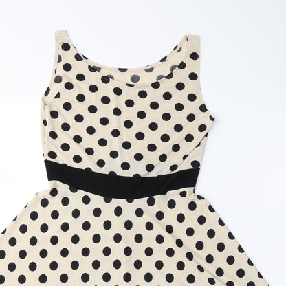 Preworn Womens Beige Polka Dot  Fit & Flare  Size M