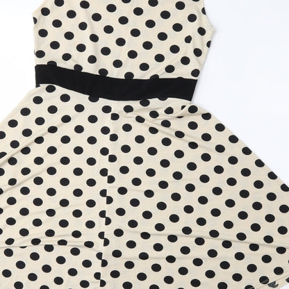 Preworn Womens Beige Polka Dot  Fit & Flare  Size M