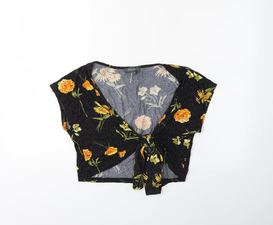 Primark Womens Black Floral  Basic T-Shirt Size 12