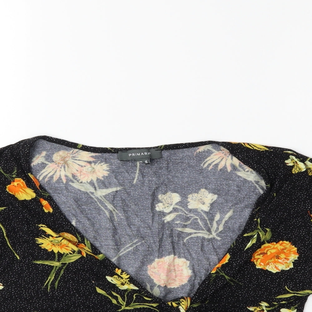 Primark Womens Black Floral  Basic T-Shirt Size 12