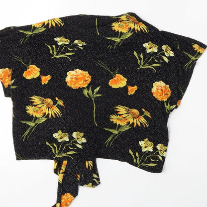 Primark Womens Black Floral  Basic T-Shirt Size 12