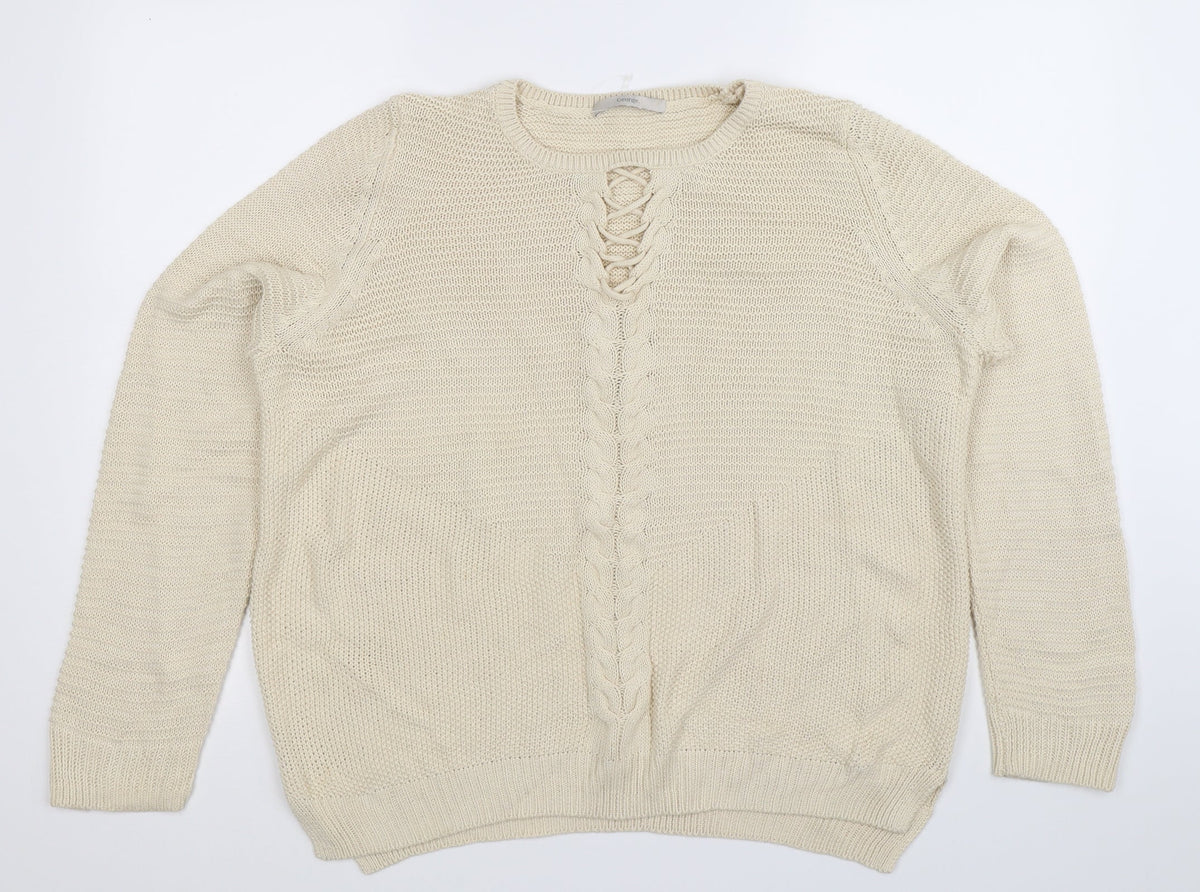 George Womens White  Knit Pullover Jumper Size 14